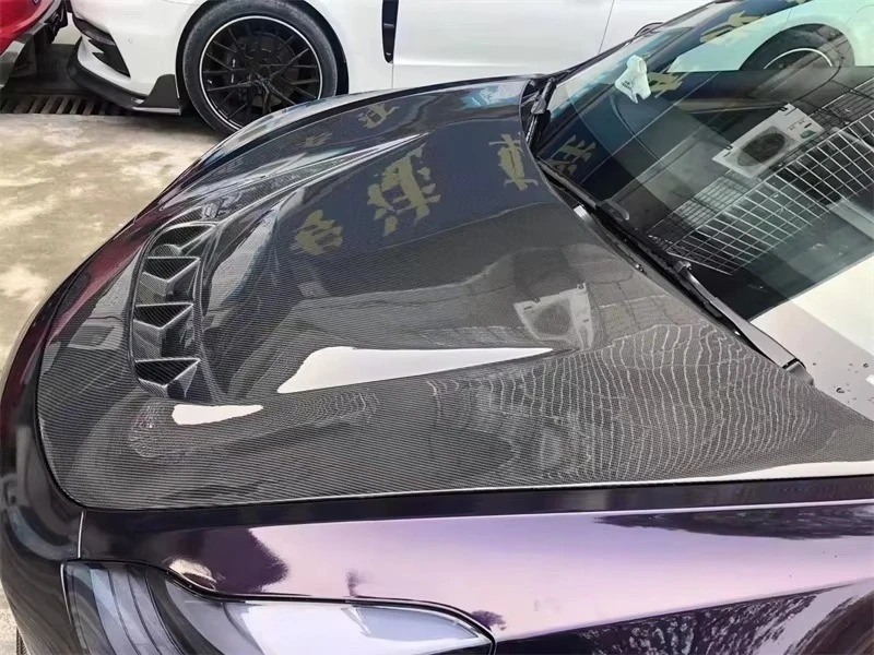 For  Model 3 Y 2019 2020 2021 2022 Real Carbon Fiber Front Bumper High Temperature Resistant Glass Engine Hood Vent Cover